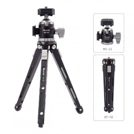 Mini trípode de aluminio Xiletu XT-18 con rótula MC22