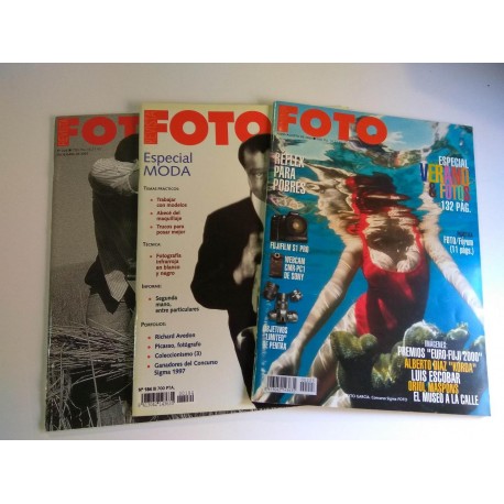 Lote 3 revistas FOTO, 2 año 2001 (nº 228, Julio-Agosto)  y  Abril 1998