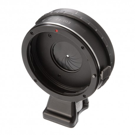 Objektiv-Adapter mit Blende für Canon-EOS-Objektiv an Fuji-X-Mount-Kamera mit stative fuss