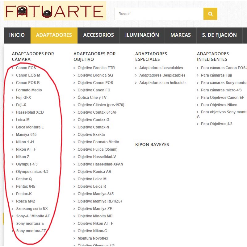 Selección de categoría